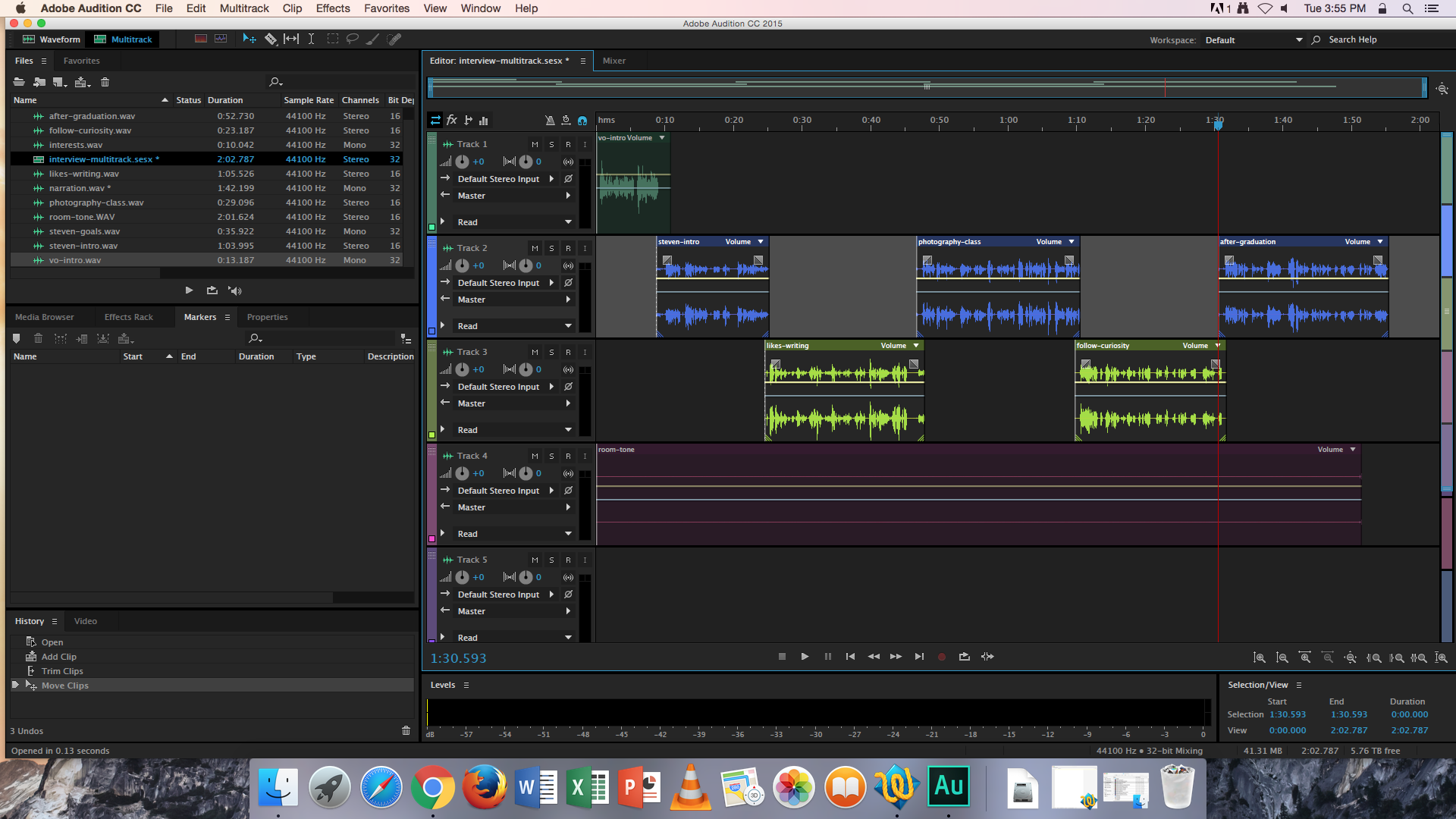 Moving multiple sound bites in a Multitrack Session